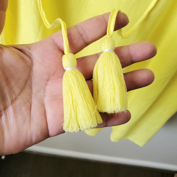 Talbots Yellow Linen Peasant Tunic Top 1X Boho Casual Coastal Summer Natural - Picture 2 of 9